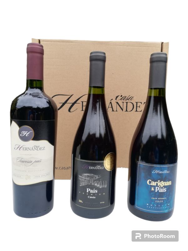 Pack 1 botella Travesía País 2019 + 1 botella Premium Cuvee País 2019 + 1 botella Carignan & País 2020